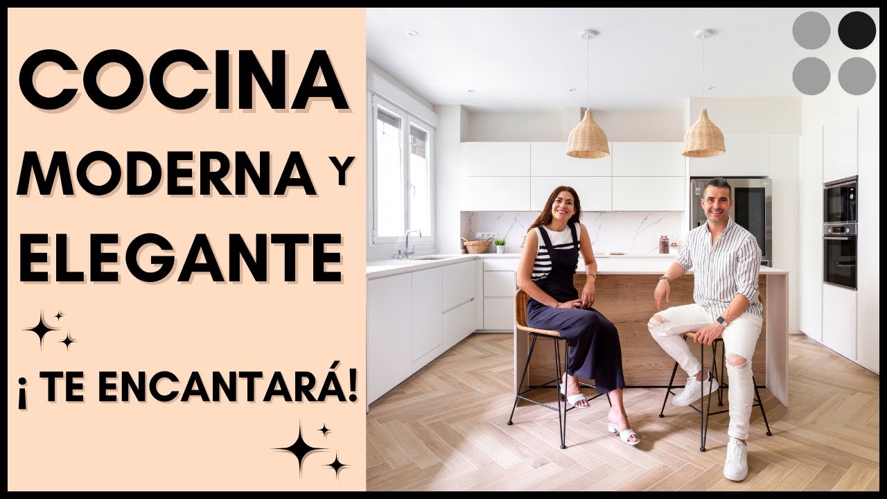 ✨ COCINA DE REVISTA ✨ Cocina en BLANCO MATE semiabierta con ISLA CJR
