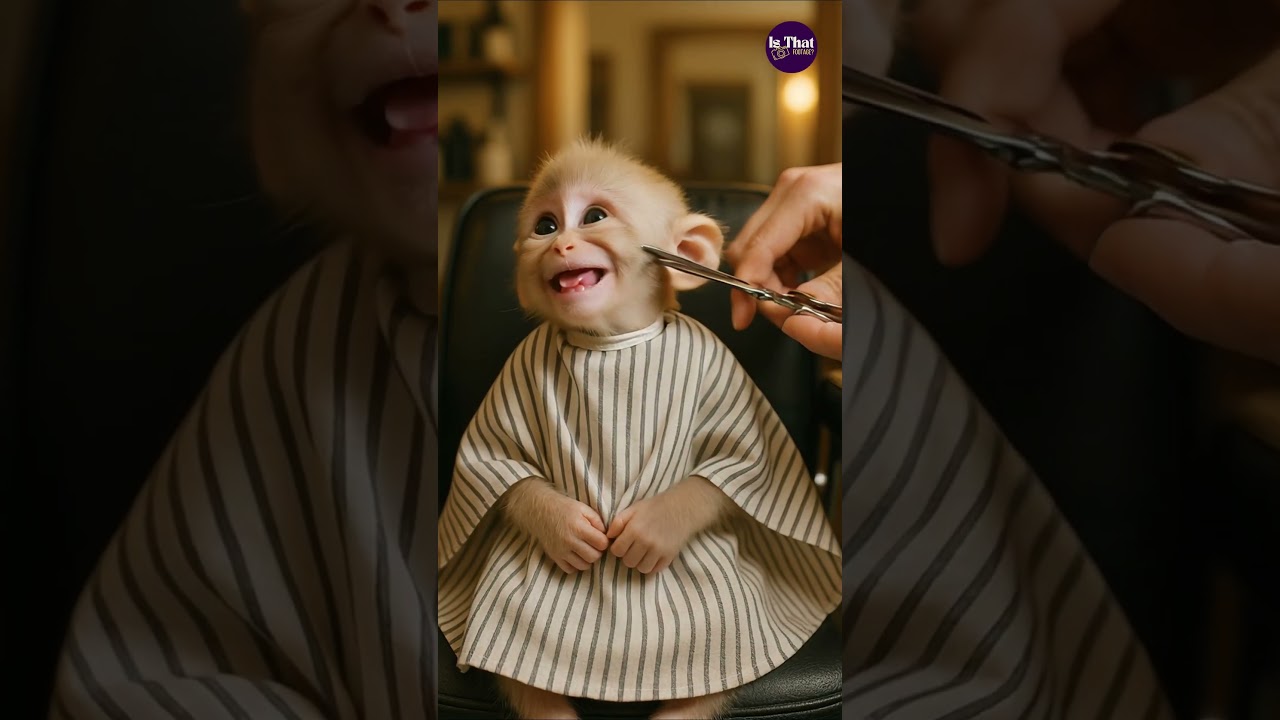 His First Haircut Ever &mdash; And That Curious Baby Face! ✂️🐒