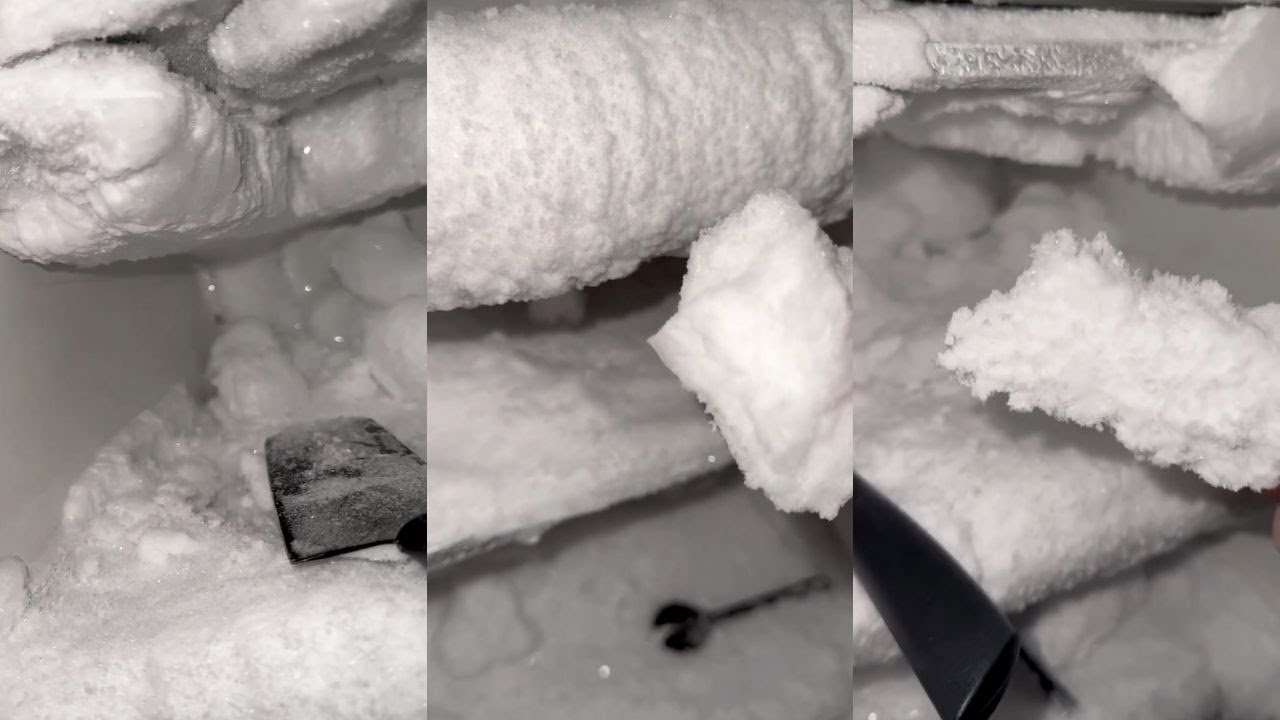 Thick Freezer Frost | 吃冰 | 얼음을 먹고 | Dry Crunch Ice Scraping & Eating ASMR ❤️❄️