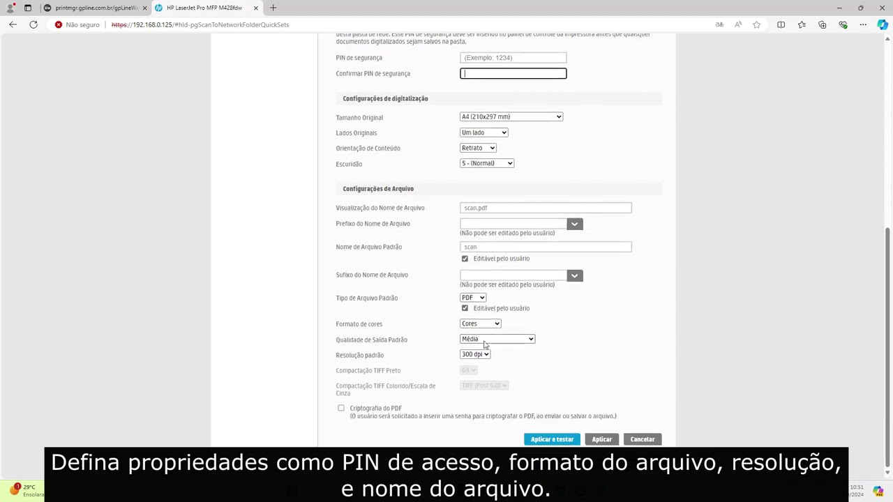 Como configurar digitaliza&ccedil;&atilde;o por pasta de rede impressora HP LaserJet M428  M4103