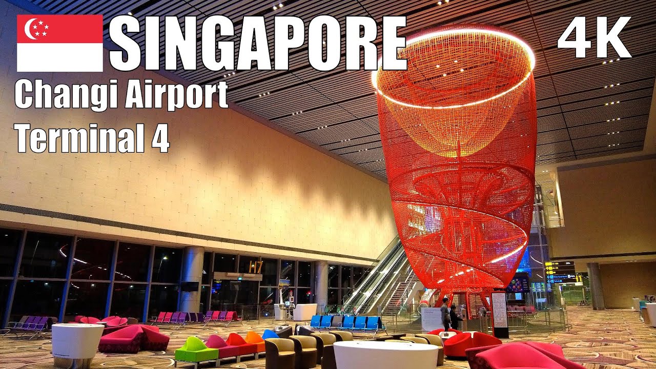Changi Airport Terminal 4 - Small But Just As Good! Singapore 🇸🇬 - Virtual Walking Tour [4K]