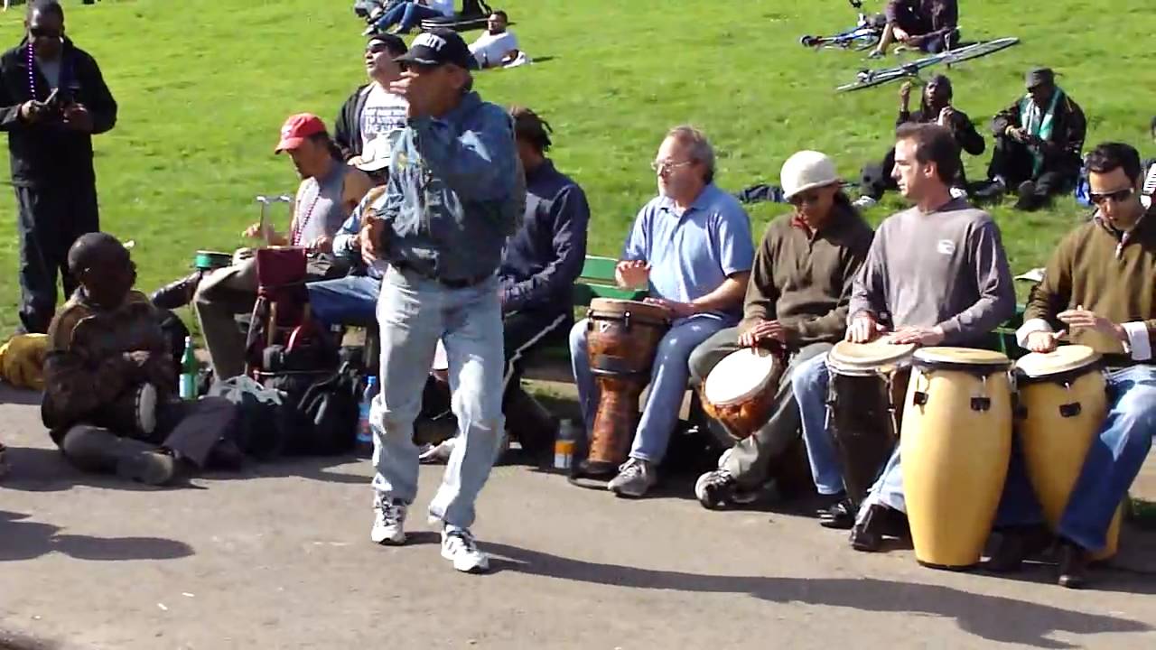 Old Man Dancing at the Hippie Hill Drum Circle in Golden Gate Park