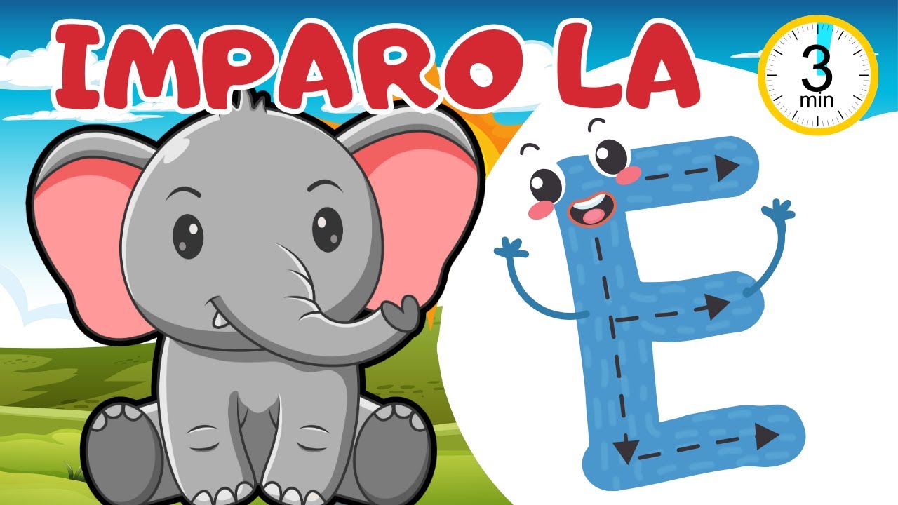 LA LETTERA E - LETTERE DELL'ALFABETO - VIDEO EDUCATIVO PER BAMBINI - LE VOCALI