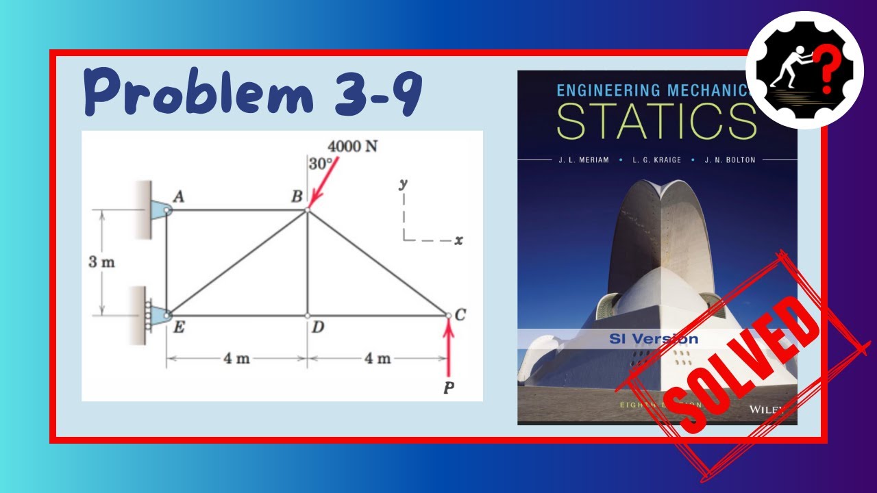 Problem 3.9 | Determine the reactions at A and E | ENG-MCH ANSWERS