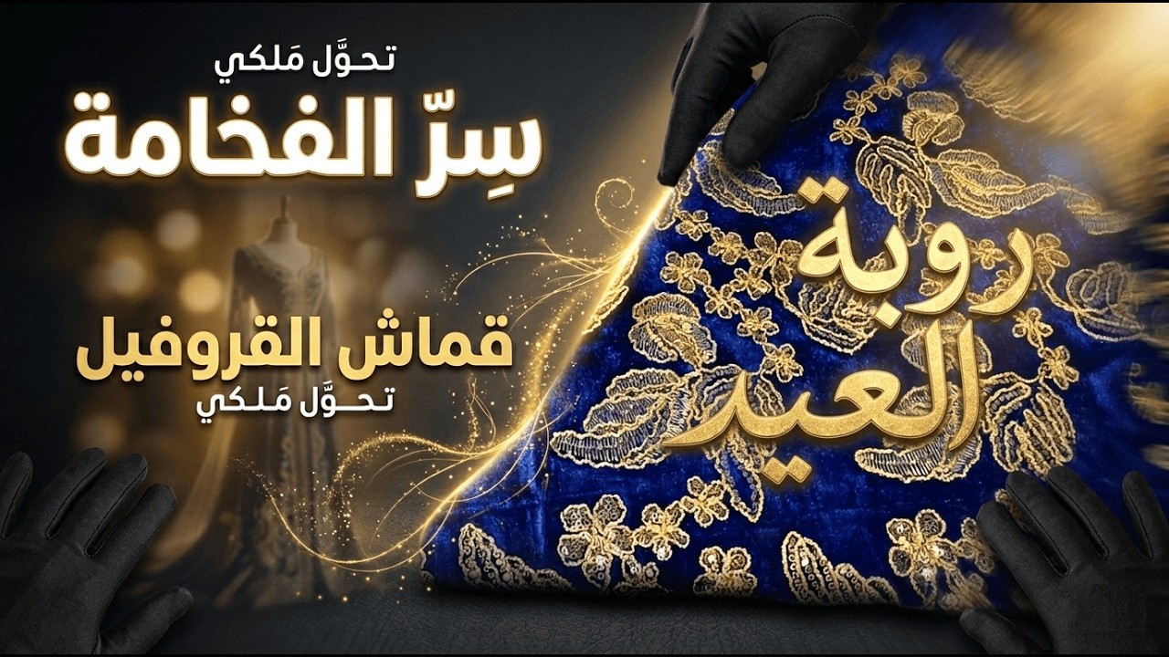 خياطة روبة العيد بقماش القروفيل والتطريز الذهبي ✨ (موديل ملكي 2026)