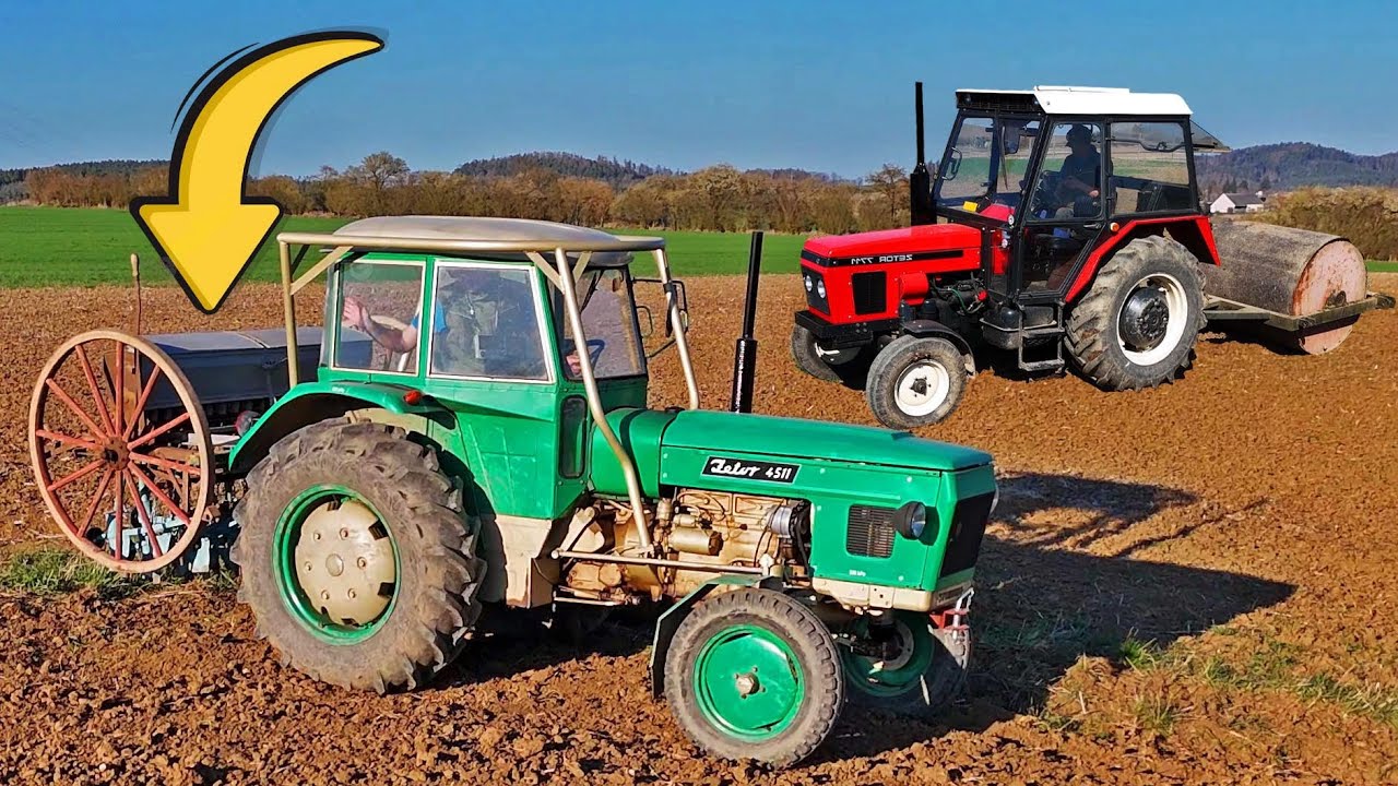 ZETOR 7711 & 4511 Sowing Oats + Rolling #4K #realsound
