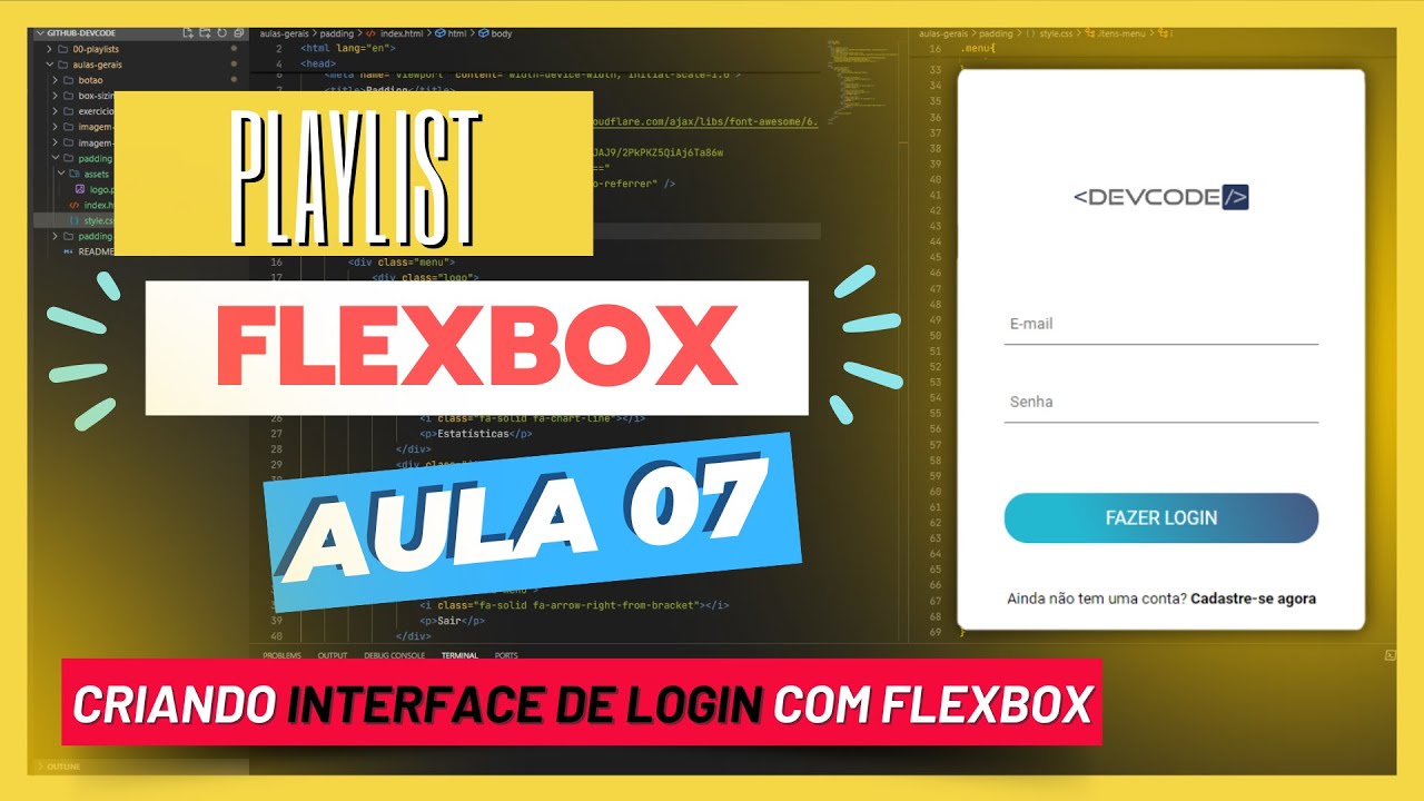 Aula 07 - Como criar uma interface de login com HTML e CSS usando flexbox