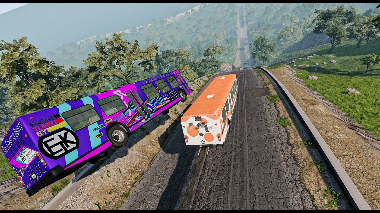 Bus Vs Downhill Destruction with BUS EATER & HOUSE HEAD BeamNG Drive