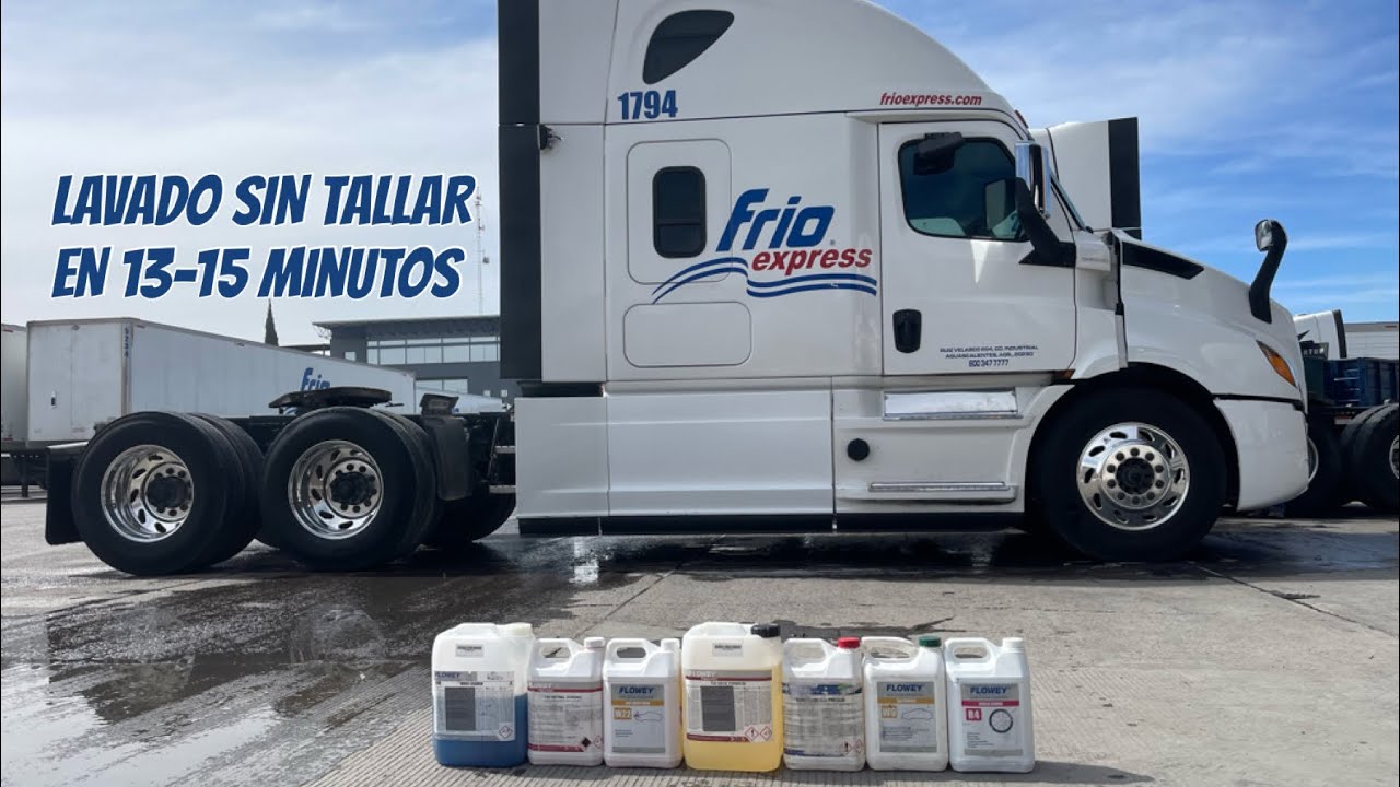 Lavado sin tallar en tracto camión de Frio Express en Aguascalientes en 13-15 minutos por 1 persona