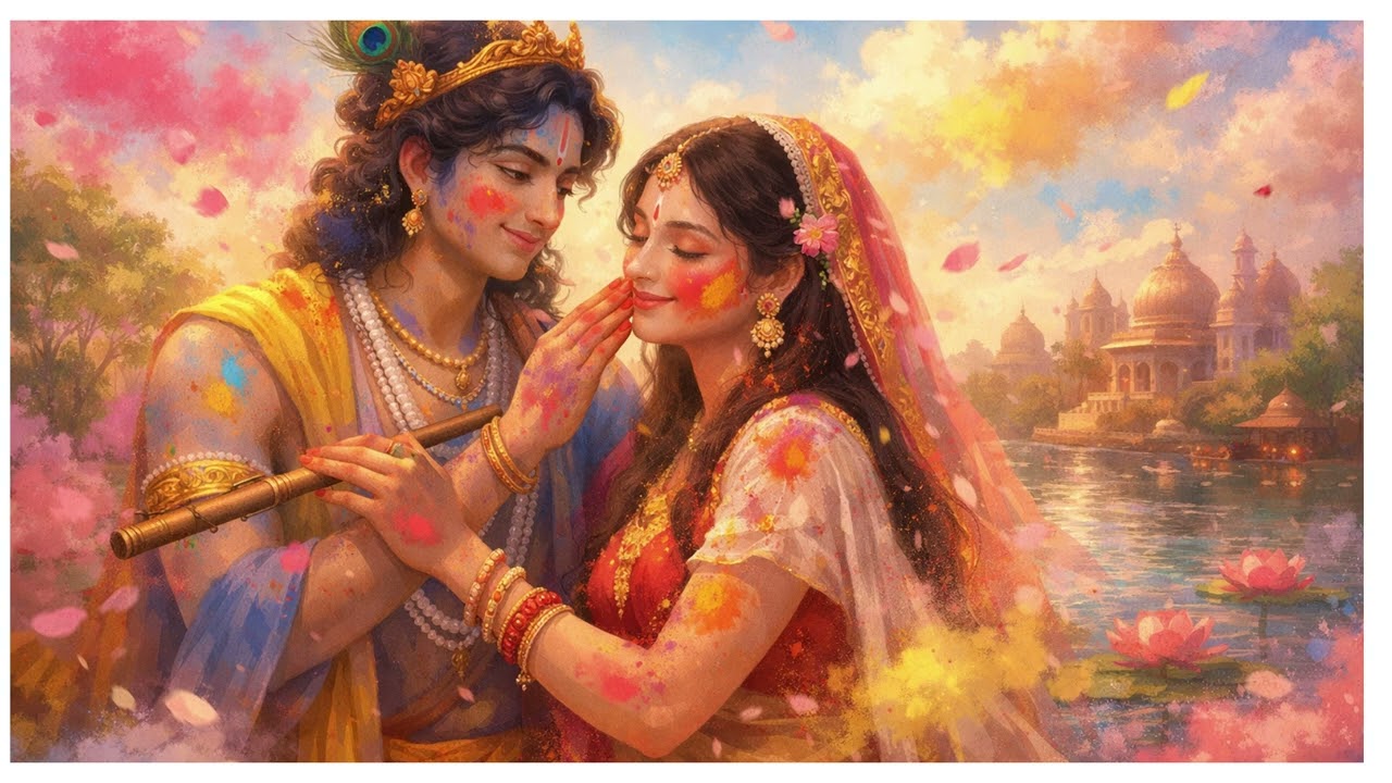 Radha Krishna Holi Lofi 🌸 | Vrindavan Holi Bhajan | Peaceful Devotional Music