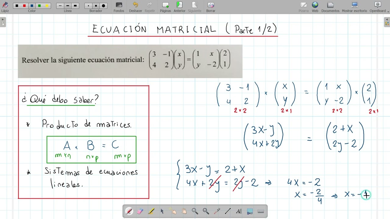 Ecuación Matricial. Parte 1.