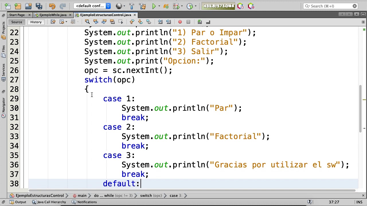 [JAVA] Estructuras de control anidadas.