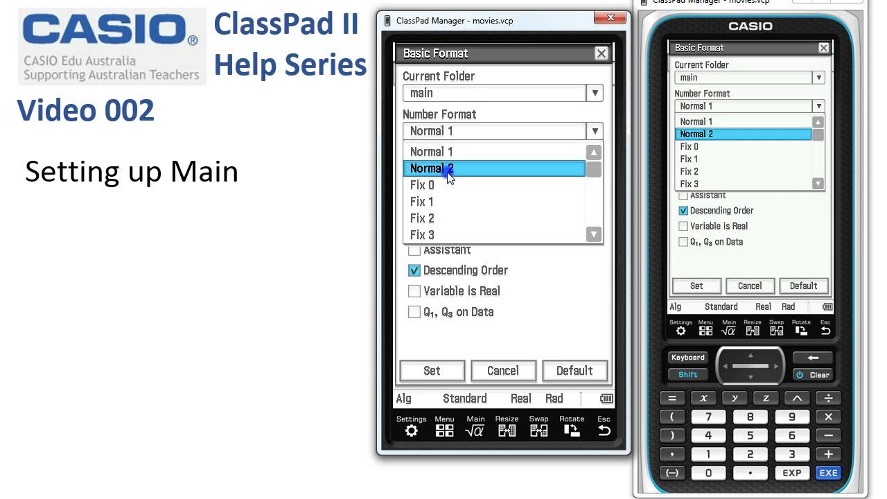 ClassPad Help 2 - Setting Up Main