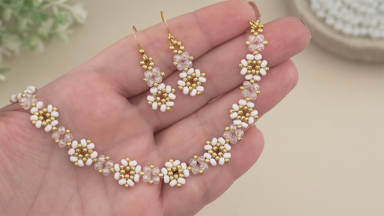 Easy Seed Bead Bracelet Tutorial for Beginners: How to Make Beaded Bracelet & Earrings with Crystals
