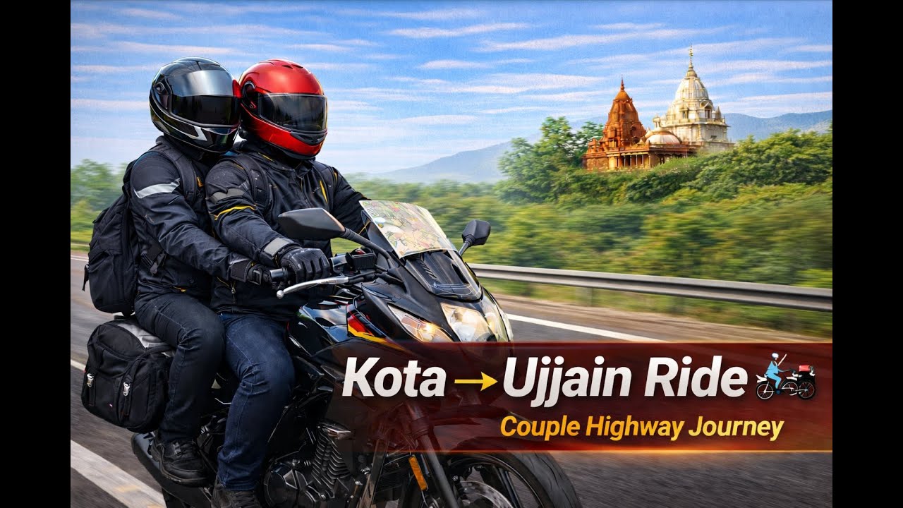 Kota से Mahakaleshwar Ujjain तक बाइक यात्रा 🏍️🙏 | Couple Motovlog | Real Highway Ride