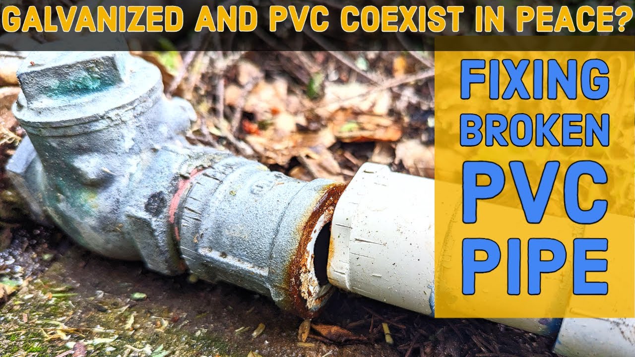 Ремонт треснувшей трубы из ПВХ — соединение оцинкованным фитингом