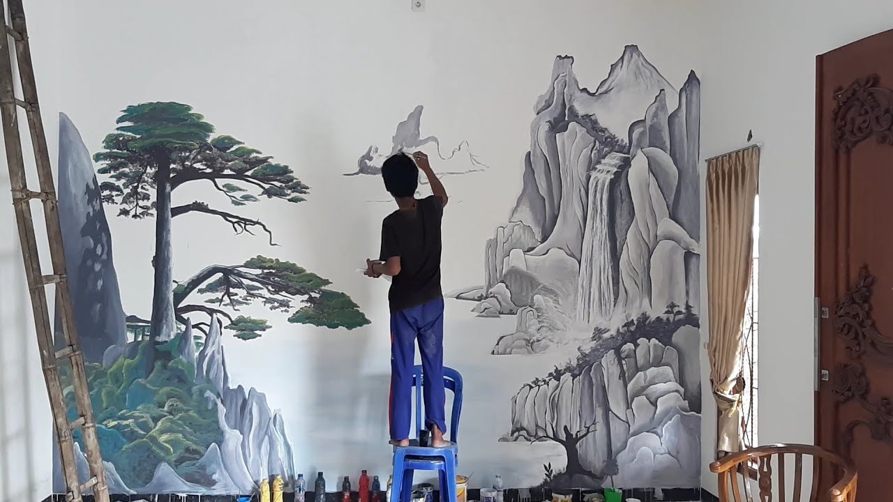 Cara buat Murals Art .Lukis Dinding keren