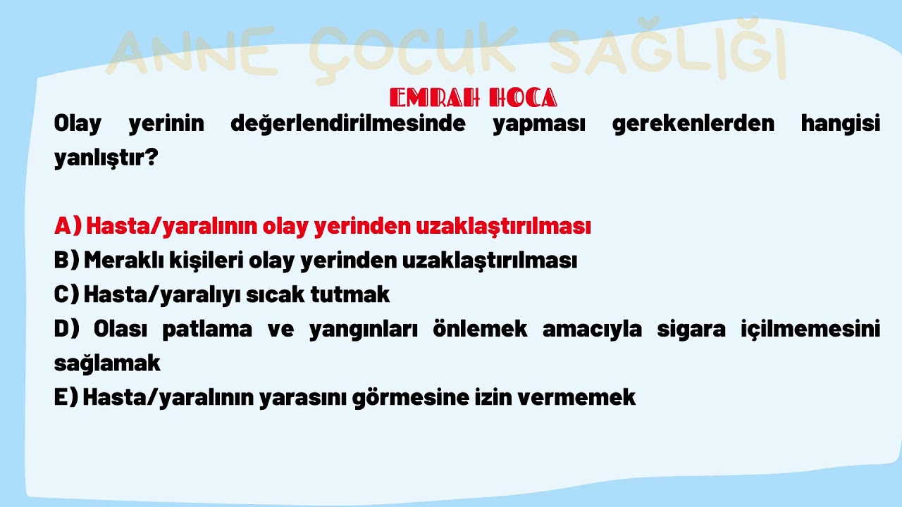 ANNE ÇOCUK SAĞLIĞI FİNAL ÇIKMIŞ SORULAR