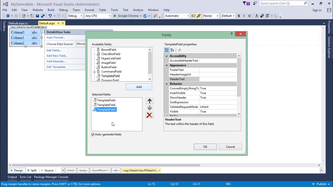 ASP.NET - DetailsView Control