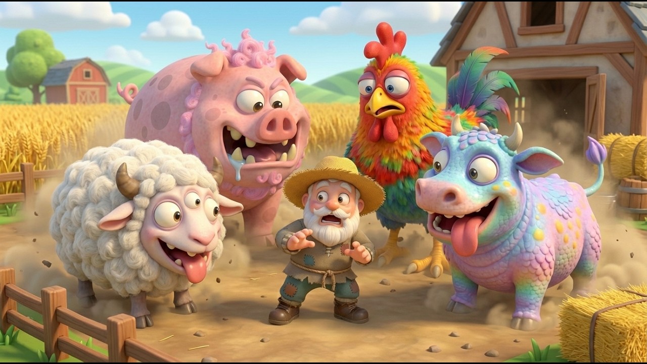 Old MacDonald & Funny Farm Monsters 🐮🐔🐑🐷 | Farm Adventure Compilation + Animal Song