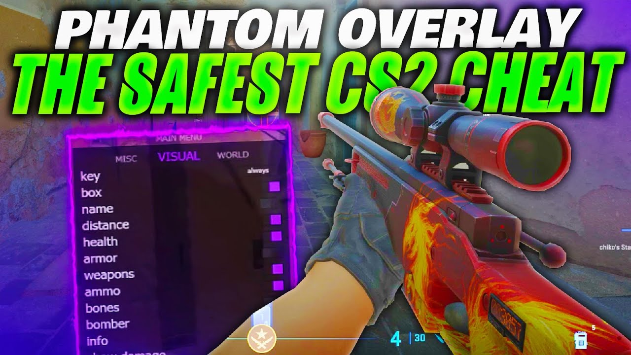 Использование самого безопасного внешнего чита CS2 (PHANTOM OVERLAY)