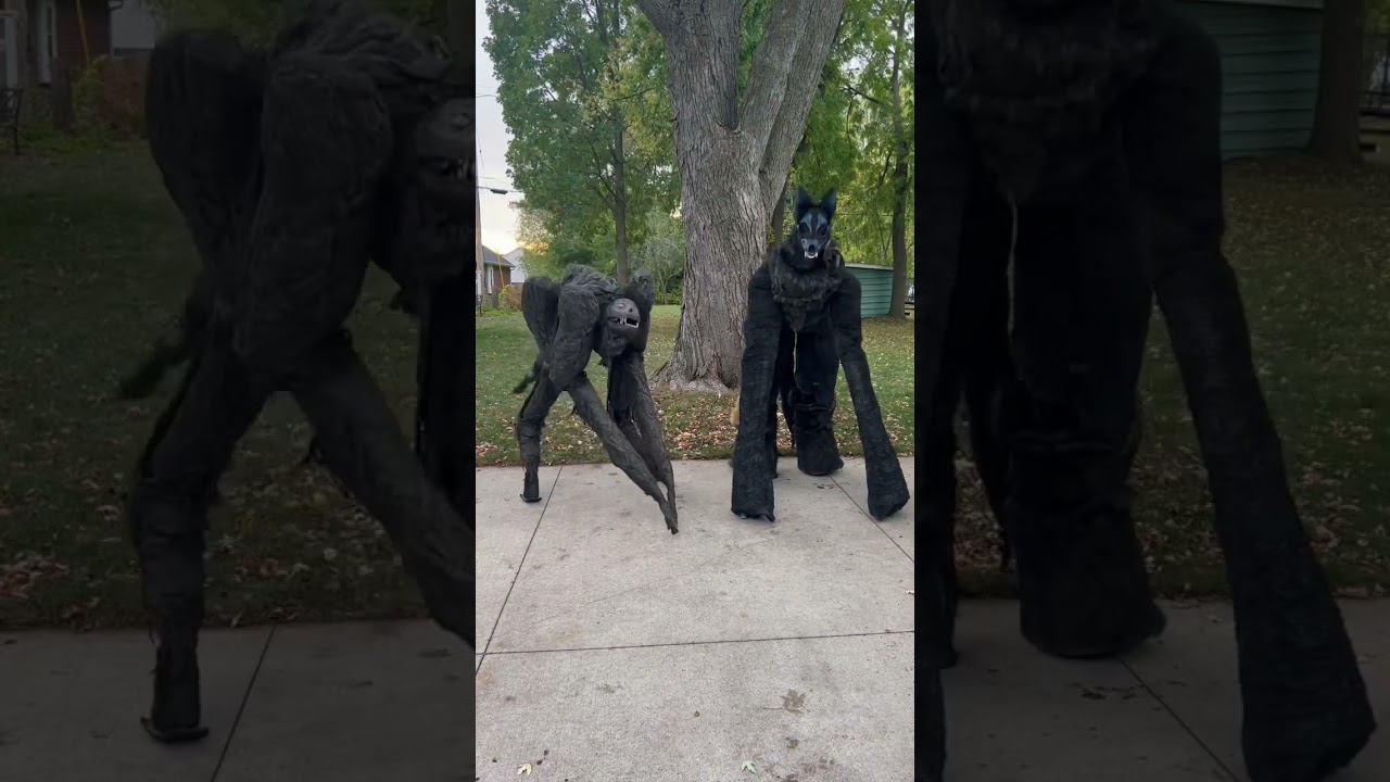 Fan makes Spiritwalker and meets Ghoul. #spiritwalker #halloween #spooky #monster #4legged #stilt