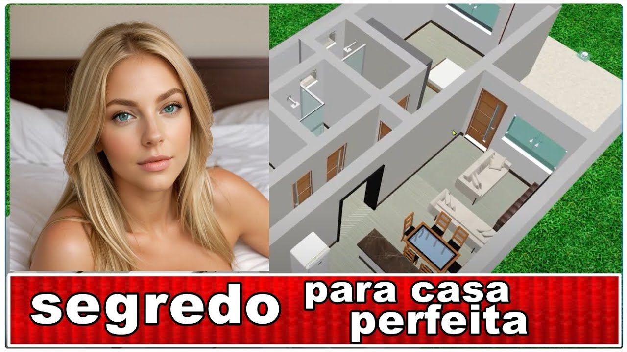 PLANTA 3D COM COZINHA INTEGRADA e AREA COM BERGOLADO