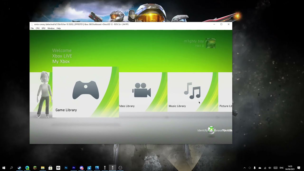 Xbox 360 Kinect NXE Dashboard in Xenia running at native 60FPS