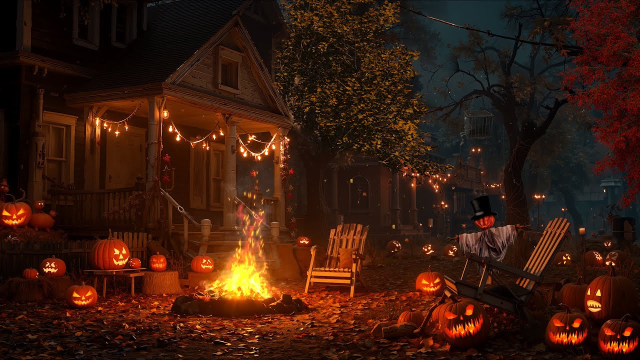 Spooky Halloween Haunted House 🎃 | Creepy Sounds, Crackling Fire & White Noise for Sleep