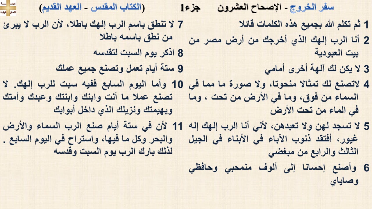 سفر الخروج 20 جزء1 - الإصحاح العشرون - د/مجدى نجيب - ابونا ابرام
