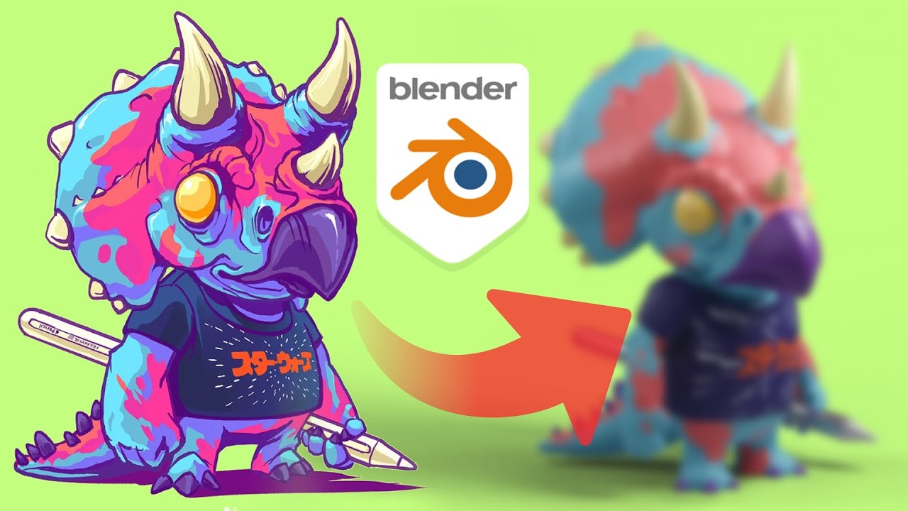 2D to 3D - Sculpting a Stylized Triceratops Timelapse