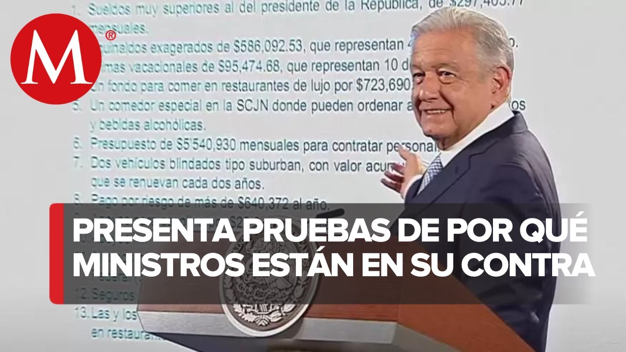 AMLO exhibe lista de privilegios de ministros de la Corte