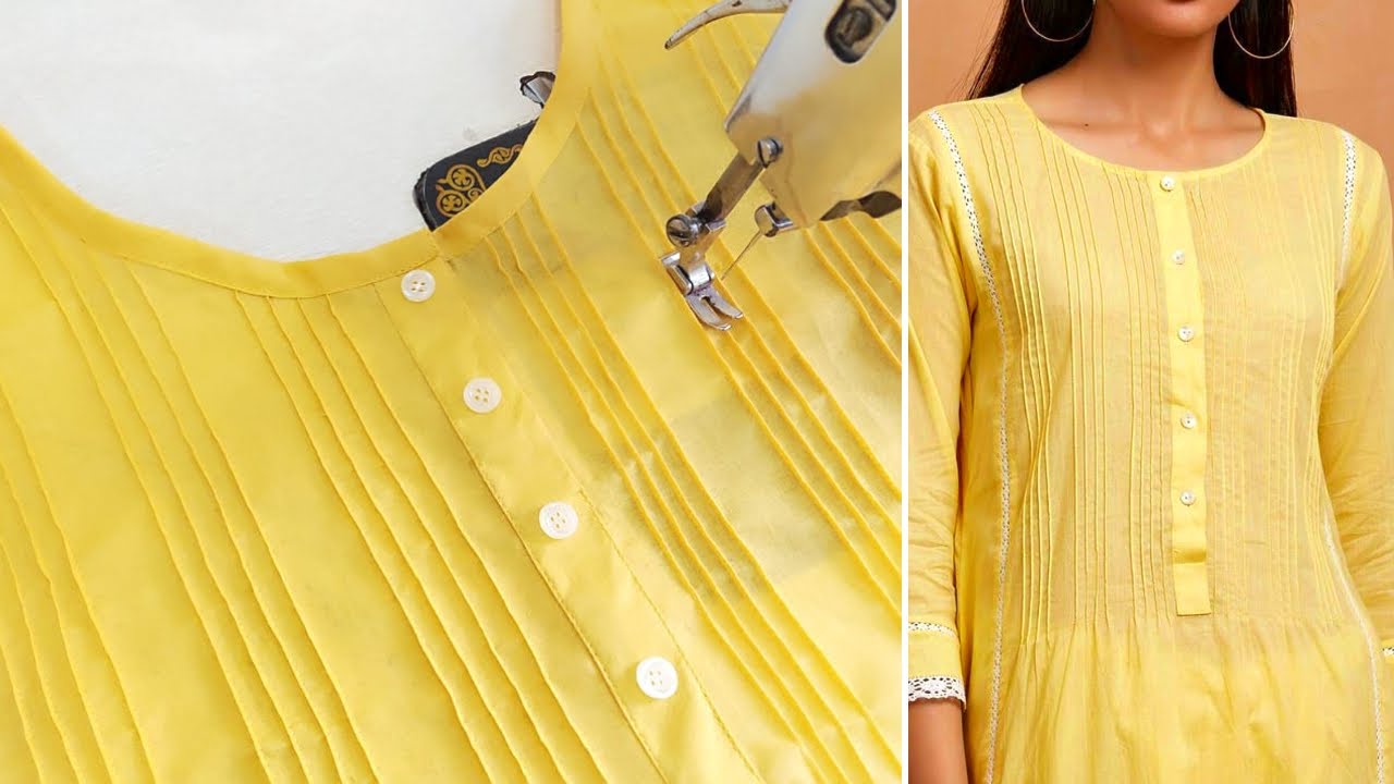 Latest and Beautiful Neck Design cutting and stitching | Pintucks Neck Design making