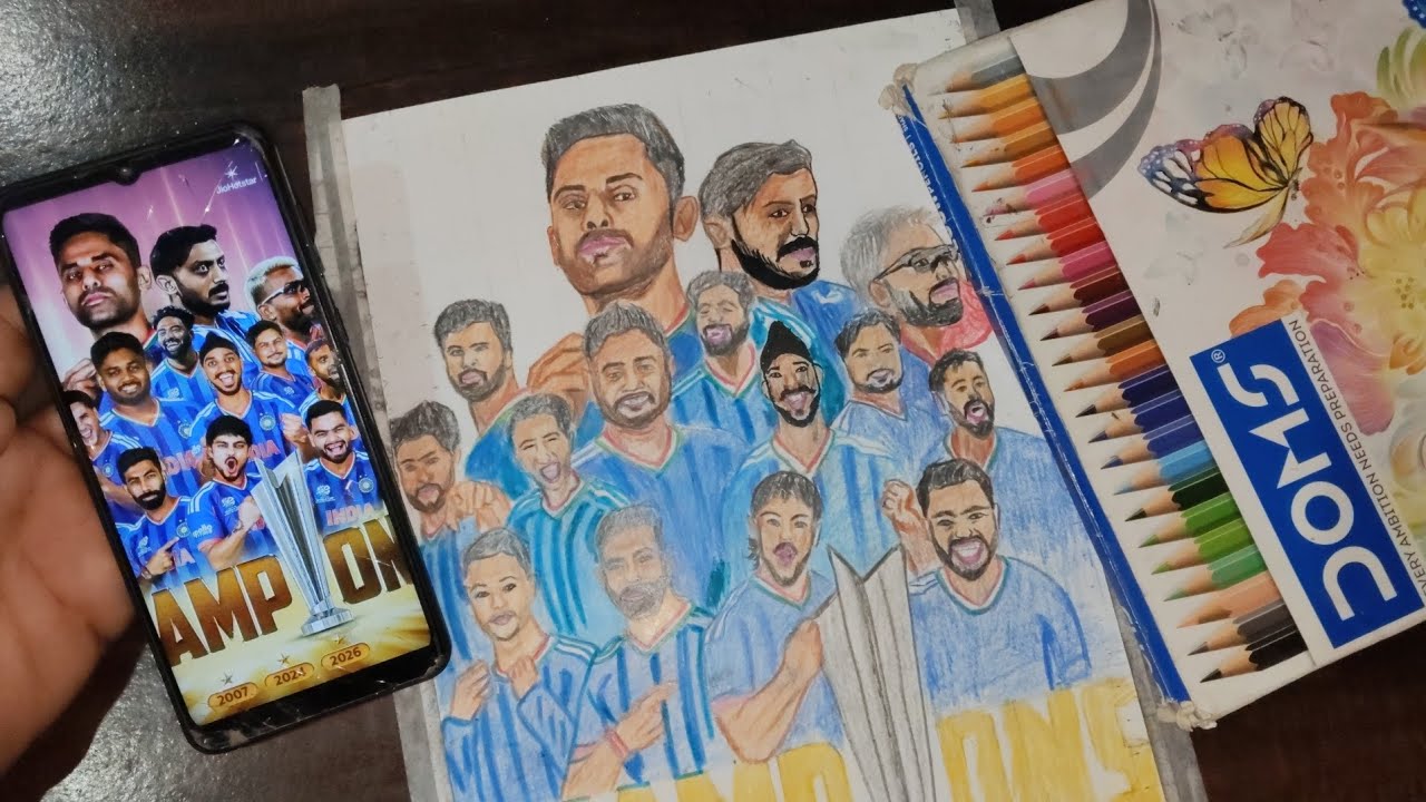 Draw With Me, Team India Drawing, T20 World Cup champions Drawing, T20 WorldCup 2026, final part