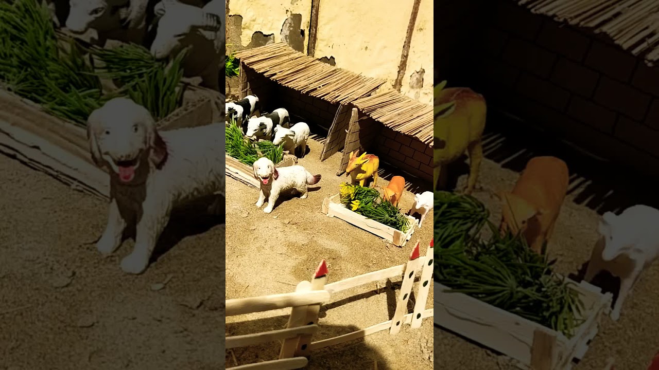 Diy how to make mini cow shed | Cow cart - mini village house | Cow House |