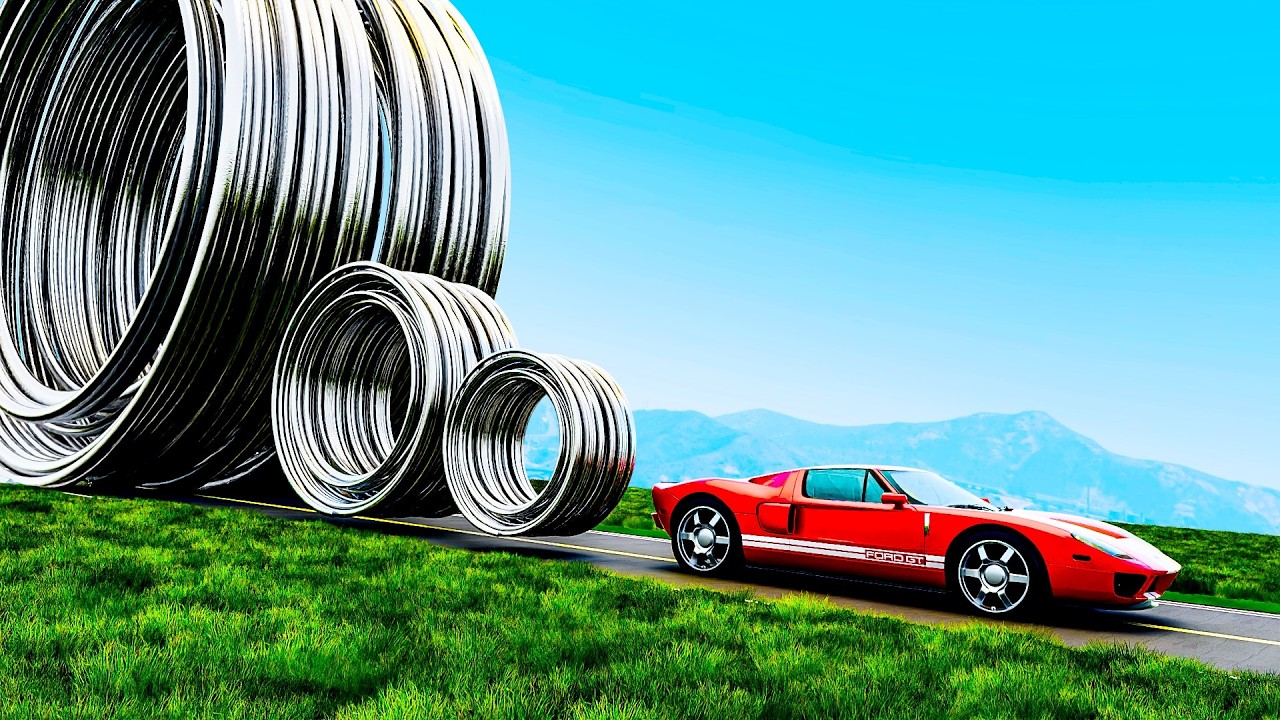 Cars vs steel coils in GTA 5