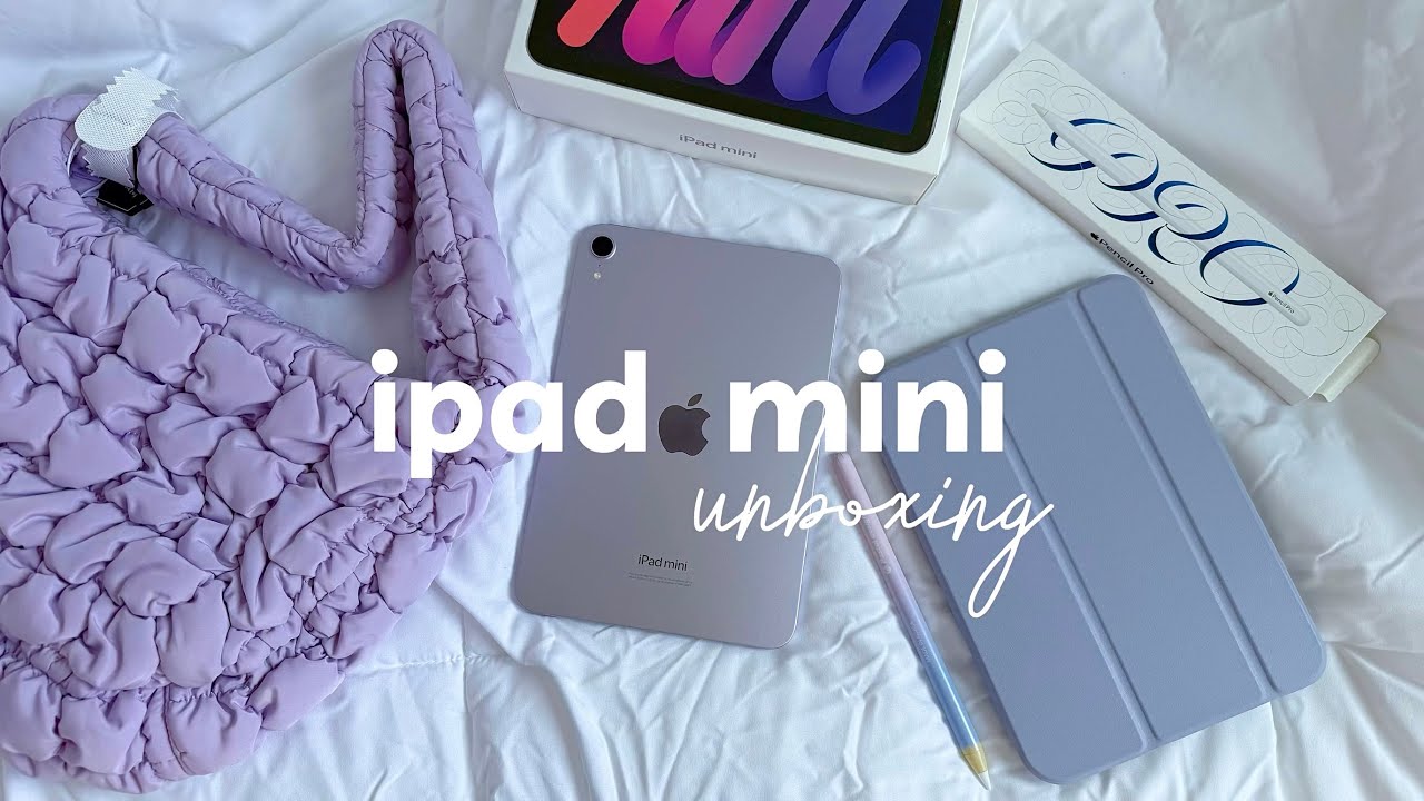 💜 ipad mini 7 (A17 pro) unboxing ✨ apple pencil pro + accessories 아이패드 미니