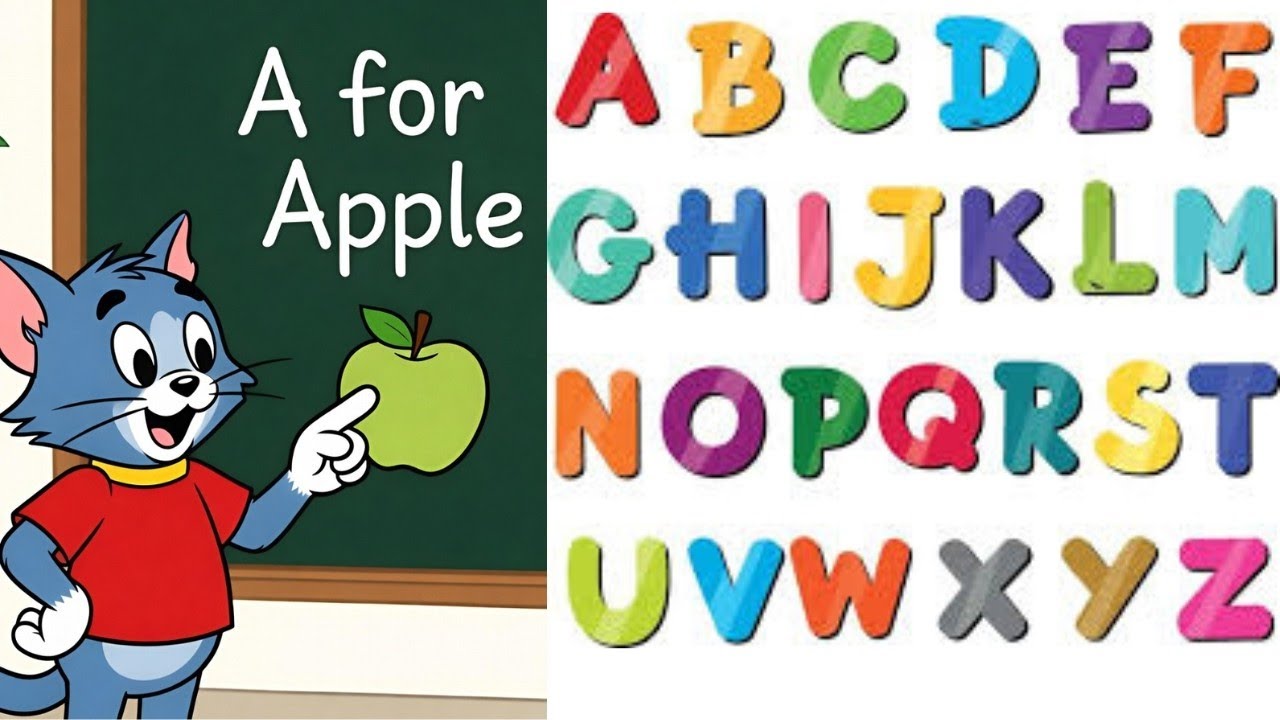 A For Apple 🍎🍏 B For Ball ⚽🏀 Catoon Alfabete learning 