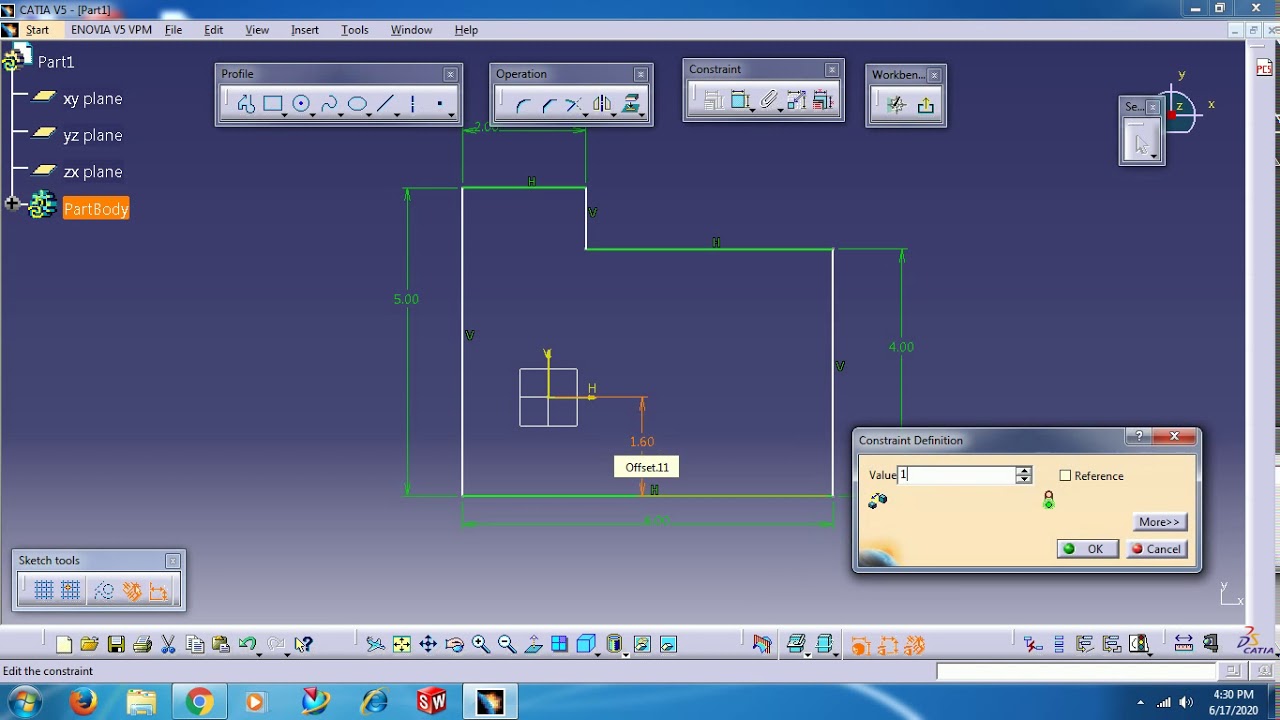 CATIA V5   SKETCHER BASICS  CONSTRAINING SKETCH