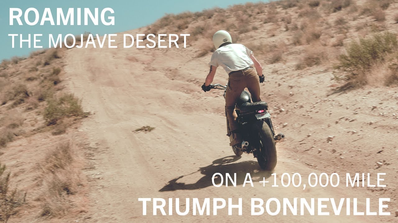 Triumph Bonneville Desert Sled roaming through the Mojave Desert