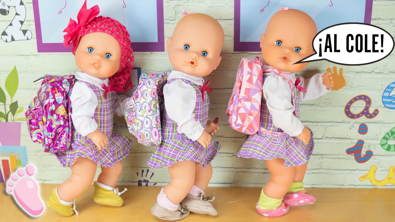 💖 Noa y Noé : sus amigas las bebes trillizas y primer día de GUARDERÍA! Uniformes y mochilas nuevas