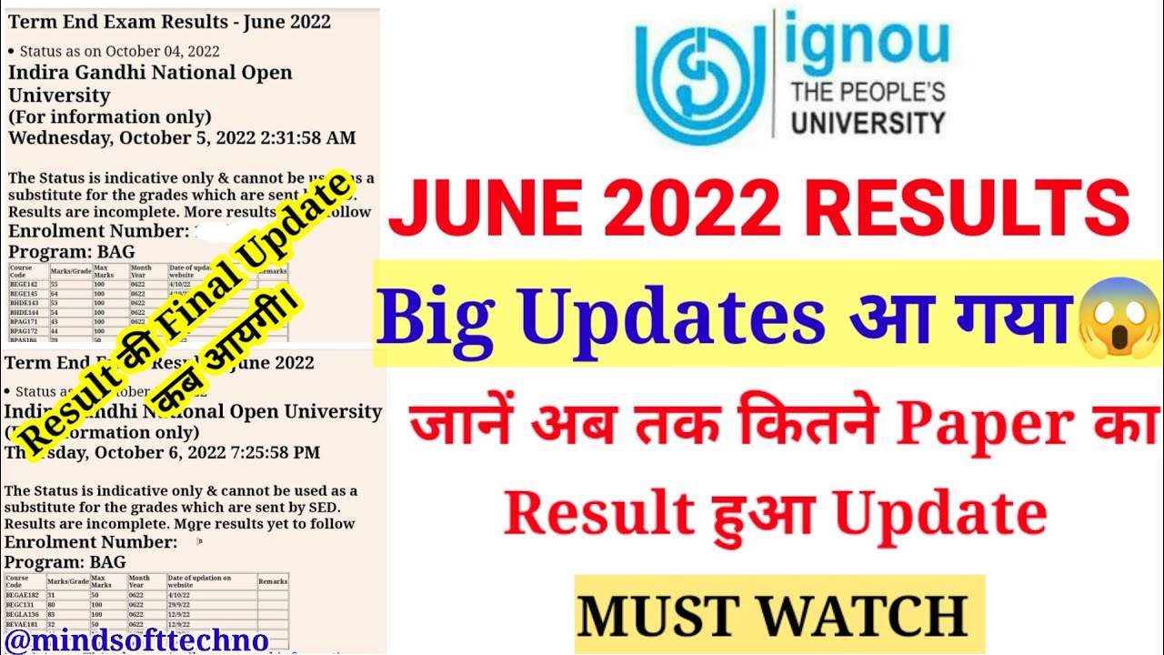 Ignou Exam Result Big Update आ गई 😱 June 2022 TEE Result Latest Update | Final Result Update 🤔