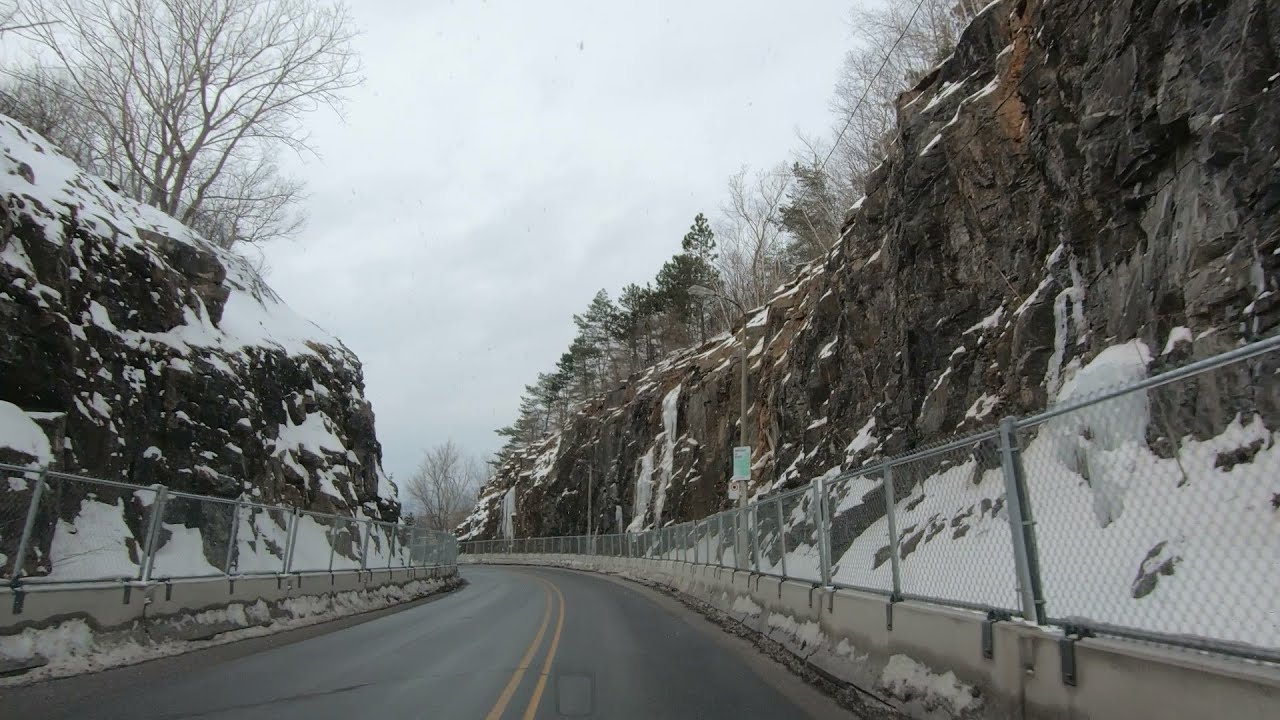 Relaxing Snowy Winter Drive in Canada | Driving to Downtown Montreal | No Talking ASMR
