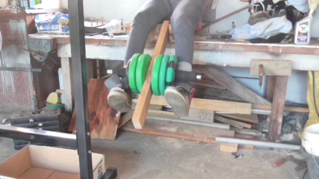 Using My Homemade Leg Extension Machine