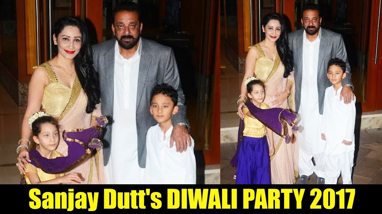 Sanjay Dutt With Wife Manyata And Kids CELEBRATES Diwali 2017
