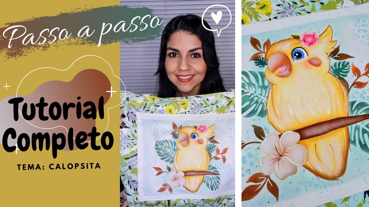 #8 PROJETO COMPLETO | COMO PINTAR UMA CALOPSITA | ECOBAG PINTADA &Agrave; M&Atilde;O