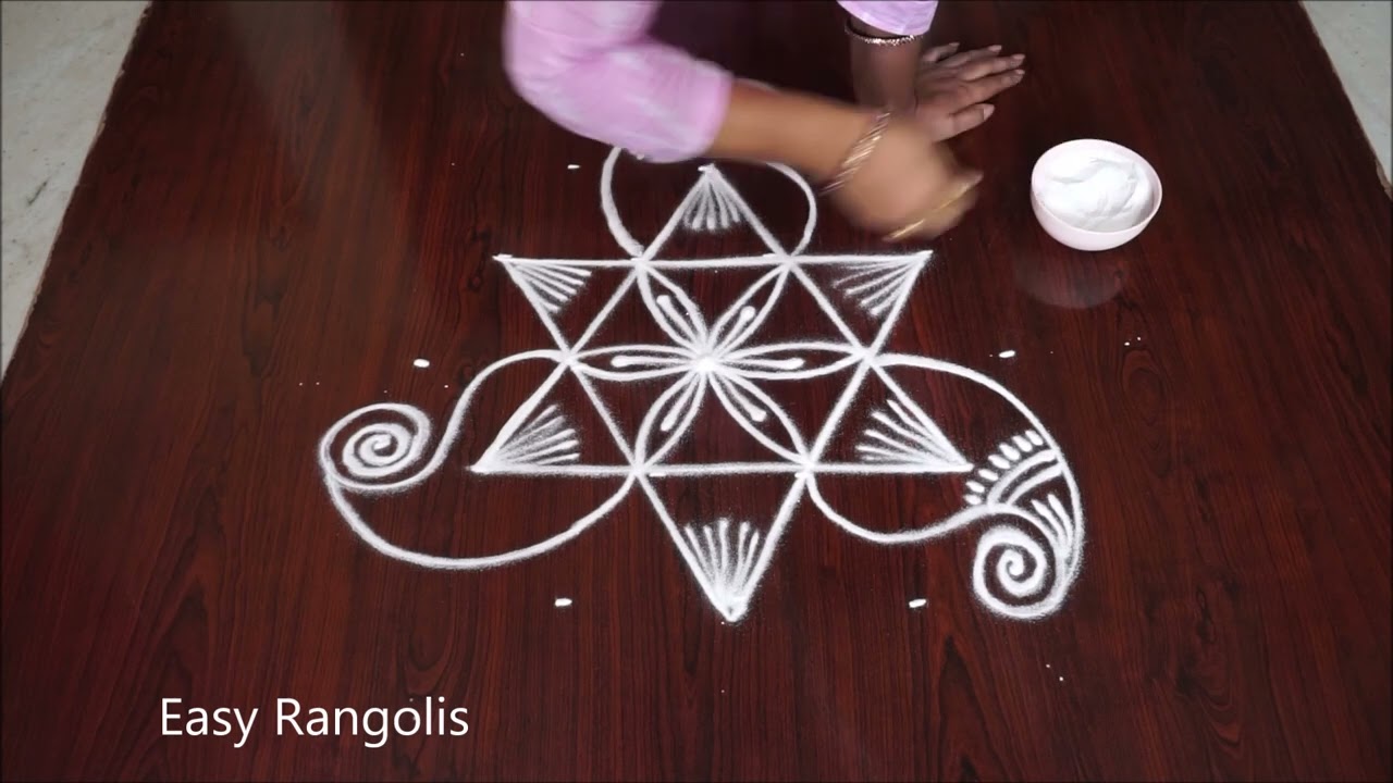 Dussehra and Diwali special lotus muggulu 🌺new freehand muggulu kolam