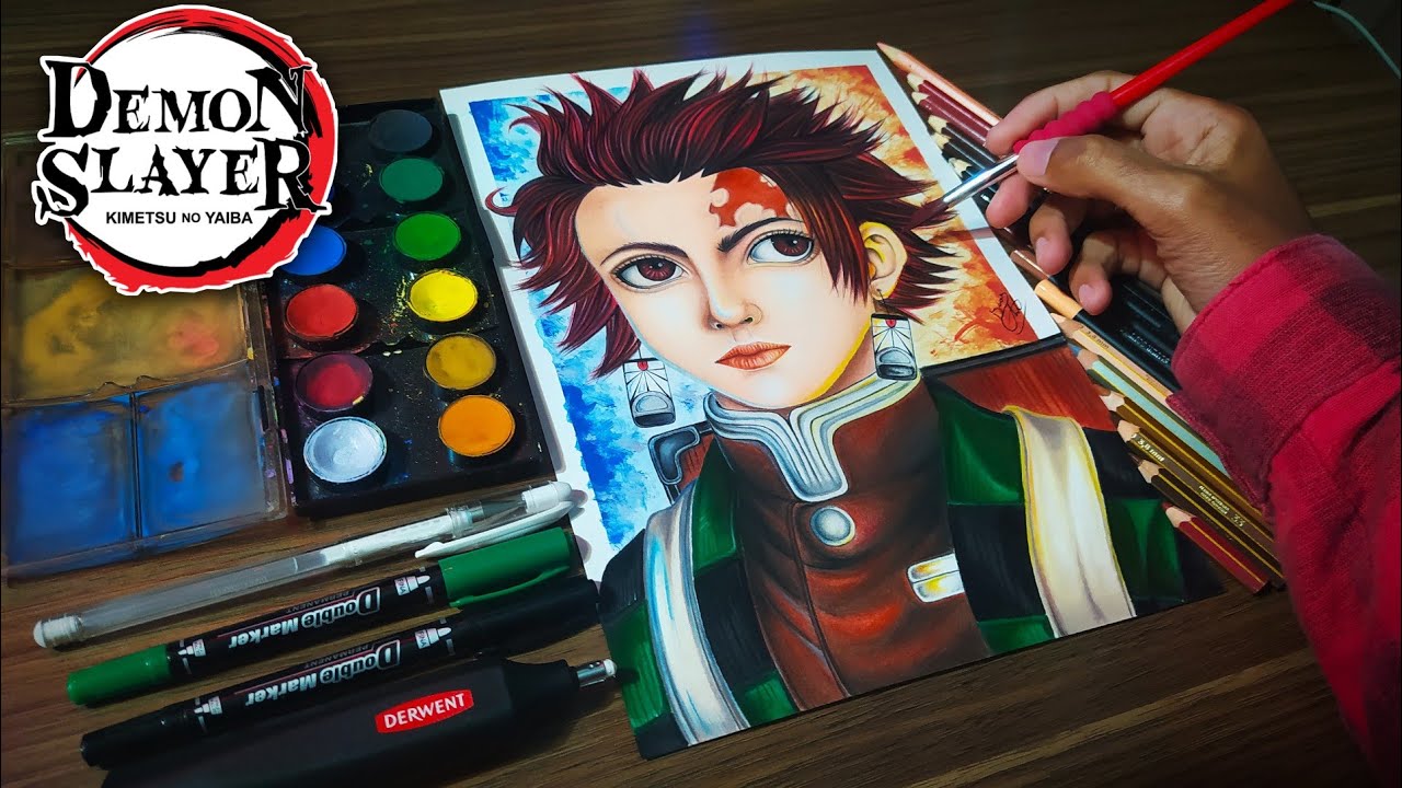 Speed Drawing Tanjiro Semi Realistic [ Demon Slayer ]