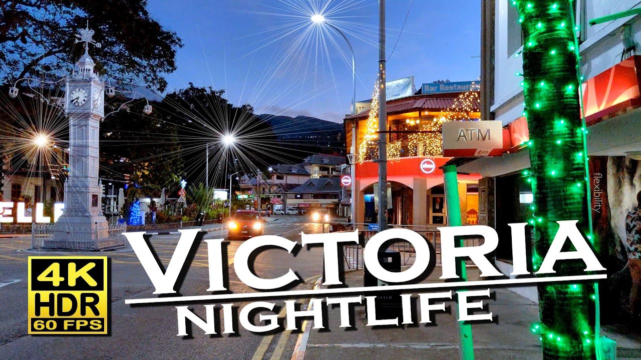 Victoria Seychelles Nightlife, Mahé Island, city center in 4K 60fps 💖 The best Places 👀 Walking Tour