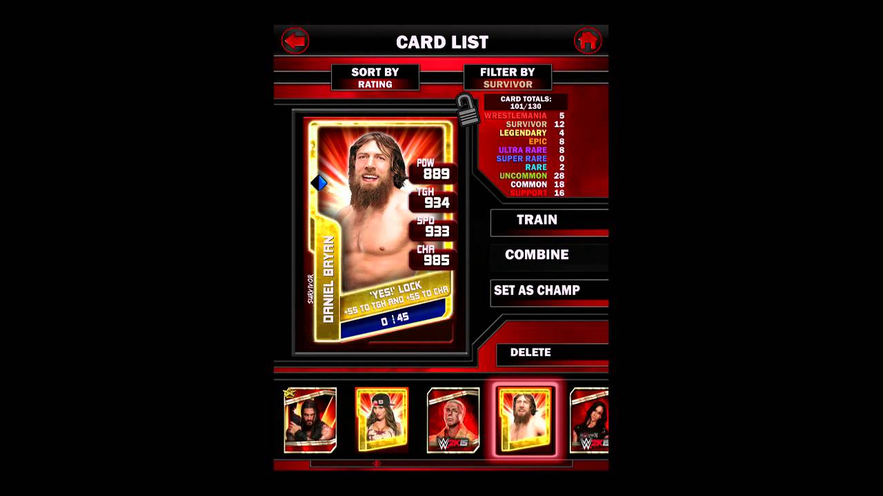 WWE SUPERCARD FUSION CHAMBER SURVIVOR DANIEL BRYAN